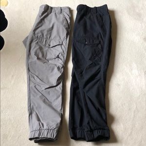 TWO pairs Jordan joggers. Black. Gray.